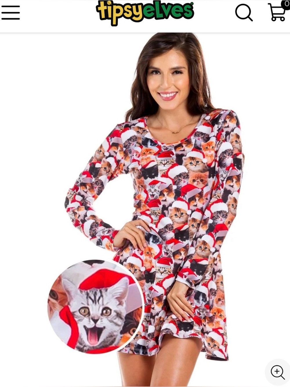 Tipsy elves Women's Meowy Catmus Dress small